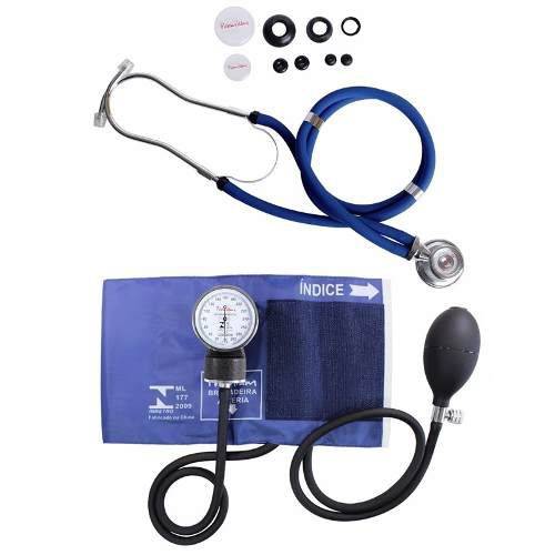 Kit Esfigmomanometro + Estetoscopio Rappaport Azul Premium