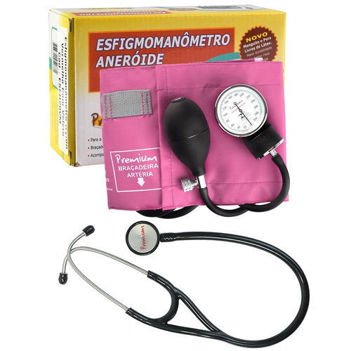 Kit Esfigmomanometro Rosa + Estetoscopio Cardiologico