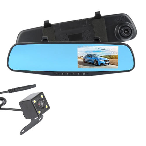 Kit Espelho Retrovisor Camera Re Frontal Carro Sensor LCD