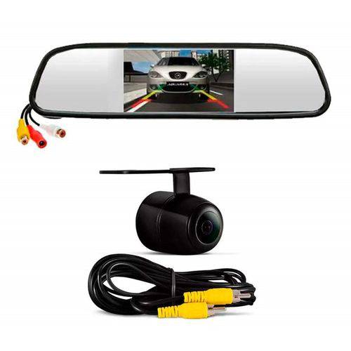 Kit Espelho Retrovisor Monitor com Câmera de Ré Tela LCD 4,3