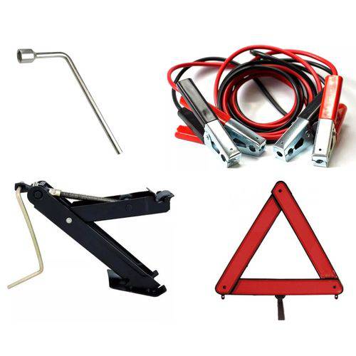 Kit Estepe para Carro - Macaco + Chave de Roda 19mm + Triângulo + Cabo Auxiliar