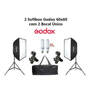Kit Estúdio com 2 Softbox Godox 60x60cm com Bocal Único