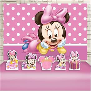 Kit Festa Aniversário Minnie Baby Decoração Kit Prata