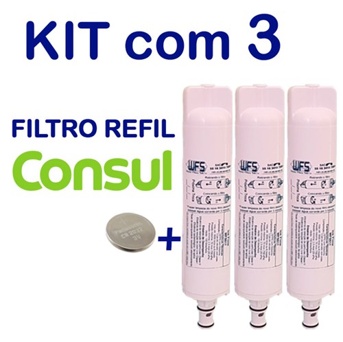 Kit 3 Filtro Refil para Purificador de Água Consul Compatível Bem Estar e Facilite