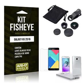 Kit Fisheye Samsung A5 2016 Película de Vidro + Lente Fisheye + Capa TPU -ArmyShield