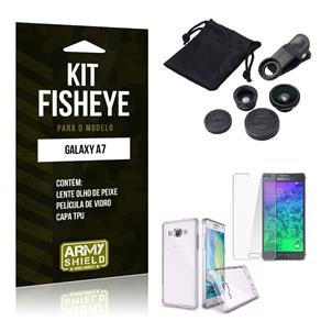 Kit Fisheye Samsung A7 2015 Película de Vidro + Lente Fisheye + Capa TPU -ArmyShield
