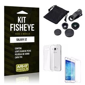 Kit Fisheye Samsung J2 2015 Película de Vidro + Lente Fisheye + Capa TPU -ArmyShield