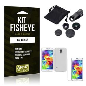 Tudo sobre 'Kit Fisheye Samsung S5 Película de Vidro + Lente Fisheye + Capa TPU -ArmyShield'