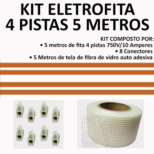 Kit Fita Elétrica Eletrofita 4 Pistas 5 Metros 750v/10amp