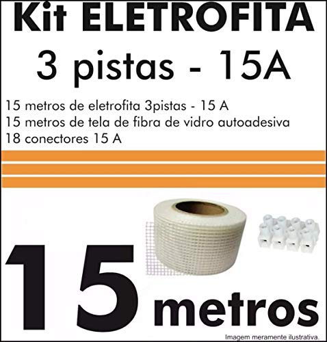 Kit Fita Elétrica Eletrofita 3 Pistas 15 Metros 750v/15amp