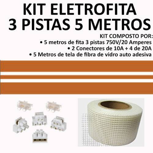 Kit Fita Elétrica Eletrofita 3 Pistas 5 Metros 750v 20 Amp