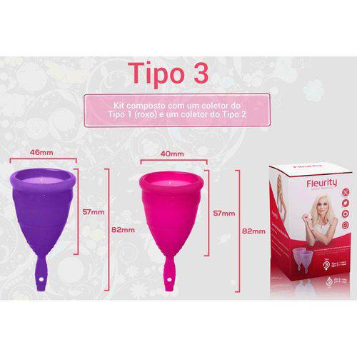 Kit Fleurity Coletor Menstrual Tipo 1 + Tipo 2