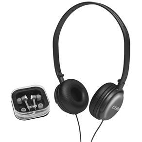 Kit Fone de Ouvido Coby CV140 C/ 1 Headphone e 1 Earphone - Prata