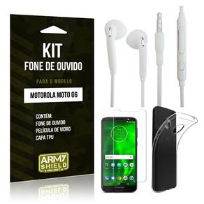 Kit Fone de Ouvido Moto G6 Fone + Película + Capa - Armyshield