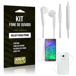 Kit Fone de Ouvido Samsung G530 Tv Fone de Ouvido + Película de Vidro + Capa TPU -ArmyShield
