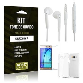 Kit Fone de Ouvido Samsung On 7 Fone de Ouvido + Película de Vidro + Capa TPU -ArmyShield