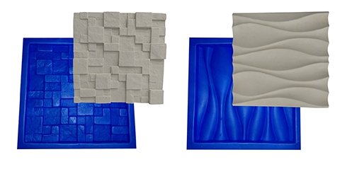 Kit 2 Formas Borracha com Plastico para Placas Gesso 3d - Xmoldes Formas 3D