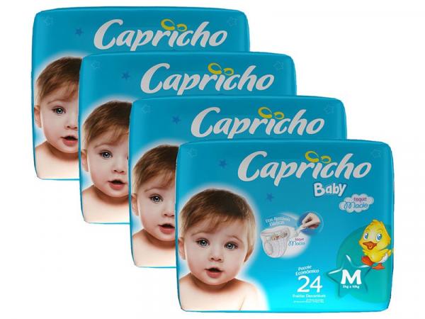 Kit Fralda Capricho Baby Tam M 4 Pacotes - com 24 Unidades Cada Indicador de Umidade