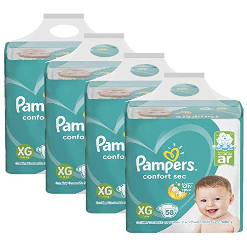 Kit Fralda Pampers Confort Sec Nova Super Tamanho Xg 232 Unidades