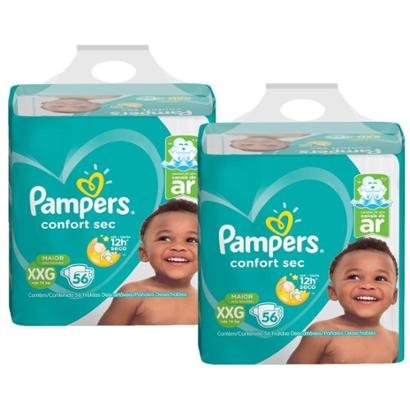 Kit Fralda Pampers Confort Sec Super Tamanho 112 Tiras