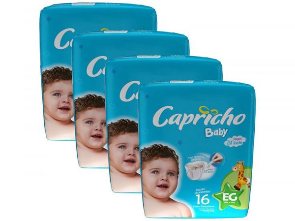 Kit Fraldas Capricho Baby Tam EG 4 Pacotes - com 16 Unidades Cada Indicador de Umidade