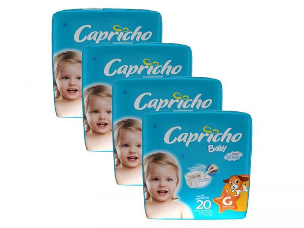 Kit Fraldas Capricho Baby Tam P 4 Pacotes - com 20 Unidades Cada Indicador de Umidade