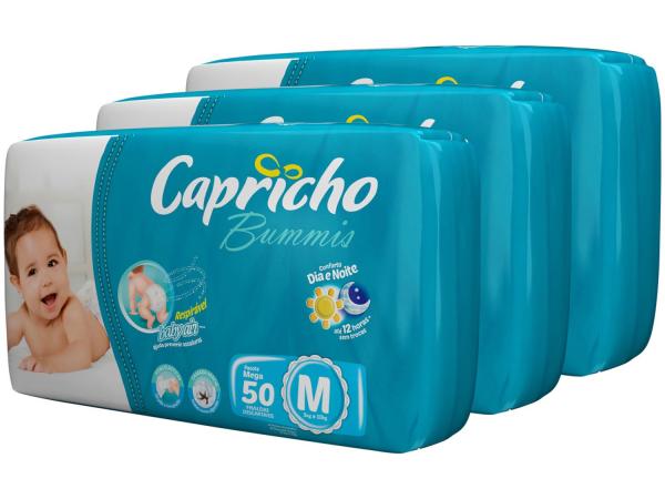 Kit Fraldas Capricho Bummis Tam M 3 Pacotes - com 50 Unidades Indicador de Umidade