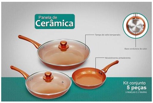 Kit 3 Frigideira Panela Revestida Ceramica Titanio Sem Oleo - Mec
