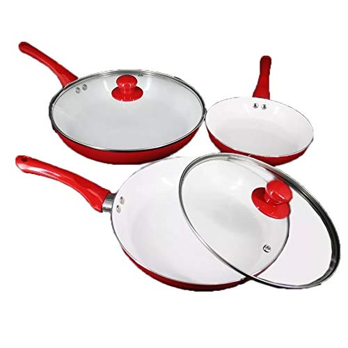 Kit 3 Frigideiras Antiaderente Ceramica Vermelha