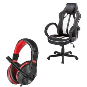 Kit Gamer - com Cadeira Headset - PRETO