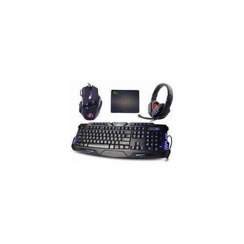 Kit Gamer Teclado Iluminado e Mouse 2400 Dpi e Fone Headset
