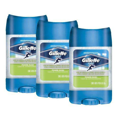 Tudo sobre 'Kit Gillette 3 Desodorantes Clear Gel Power Rush 82g'