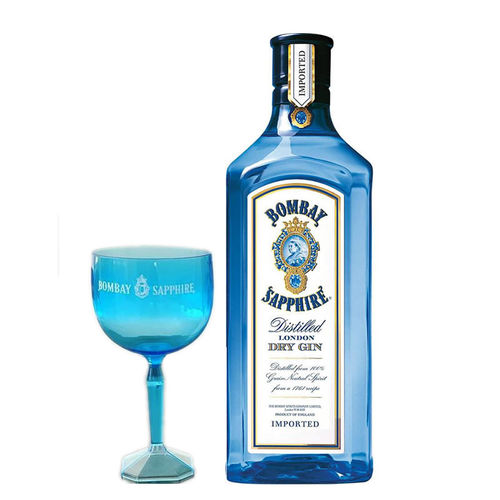 Tudo sobre 'Kit Gin Bombay Sapphire 750ml + Taça de Acrílico 570ml'