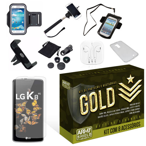 Tudo sobre 'Kit Gold Lg K8 com 8 Itens - Armyshield'