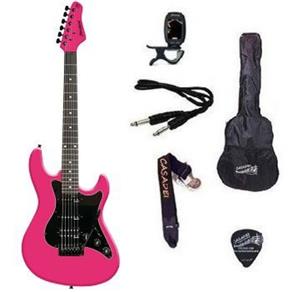 Kit Guitarra Strinberg Strato EGS267 + Afinador Digital + Acessórios - Rosa