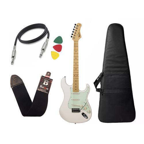 Tudo sobre 'Kit Guitarra Tagima Tg 530 Woodstock Branco Capa Cabo'