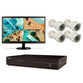 Kit HDL CFTV com 4 Câmeras, DVR8 Canais, HD 1 TB e Monitor de 15"