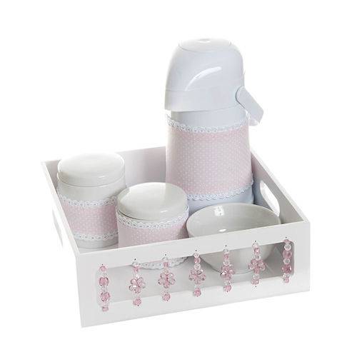 Kit Higiene com Porcelanas e Capa Florzinha Rosa Quarto Bebê Menina