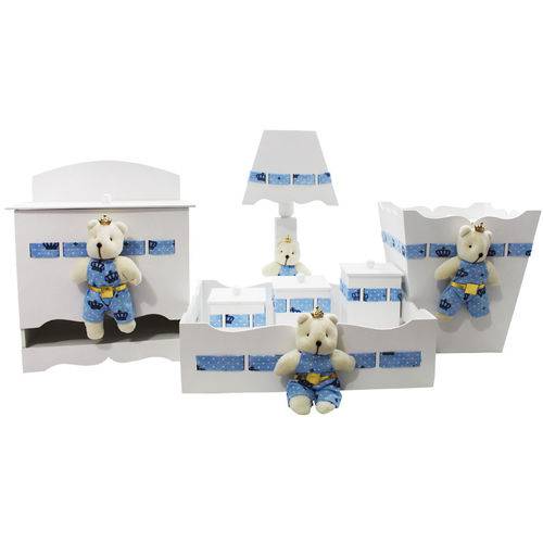 Kit Higiene do Bebê - Urso Poa Azul Coroa - Nita Baby