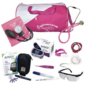 Kit II de Enfermagem Bolsa Pink com Aparelho de Pressão Pink