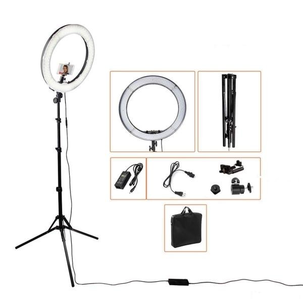 Kit Iluminador LED Ring Light 12 Circular Foto Make Tripé - Grapho