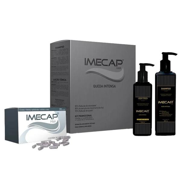 Kit Imecap Hair Queda Intensa, Shampoo 300ml + Loção 100ml + 30 Cápsulas