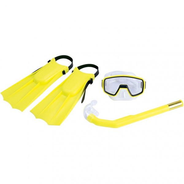 Kit Infantil de Mergulho Pacific com Nadadeiras Máscara e Snorkel Amarelo Nautika
