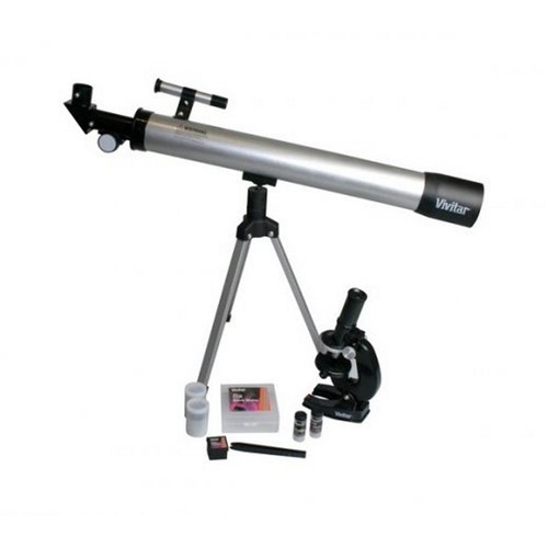 Kit Infantil Telescópio Refração 60x/120x E Microscópio C/ Ampliação 300x/450x/600x Vivitar