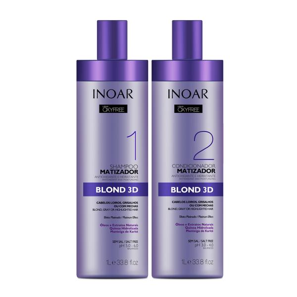 Kit Inoar Shampoo + Condicionador Oxyfree Matizador Blond 3d