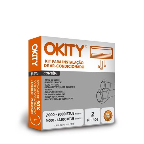 Kit Instalação Ar Condicionado Split 9.000 Btus 2 Metros com Suporte - Okity