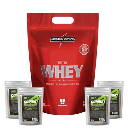 Kit Integralmédica Nutri Whey Protein + Combat 100% Whey 1,8Kg Refil