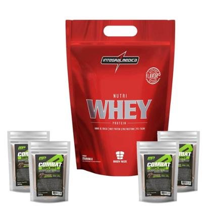 Kit Integralmédica Nutri Whey Protein + Combat 100% Whey 1,8Kg - Refil