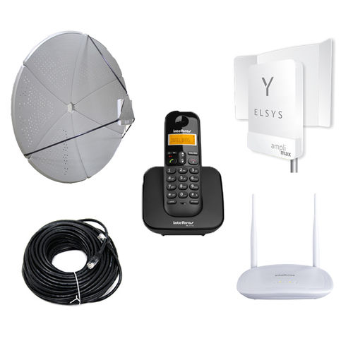 Kit Internet e Telefone Rural Longa Distância 60dbi 2g 3g 4g