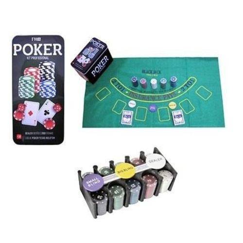 Kit Jogo de Poker 200 Fichas Numeradas Baralho Botão Feltro